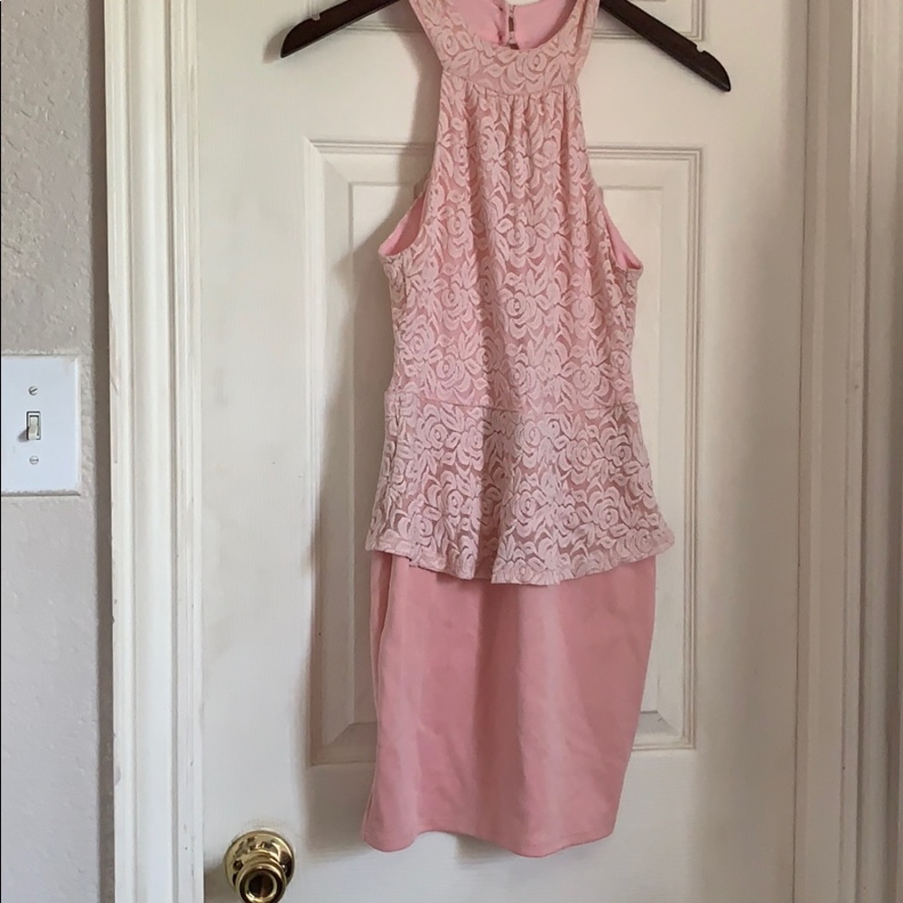 Lace peplum style mini dress